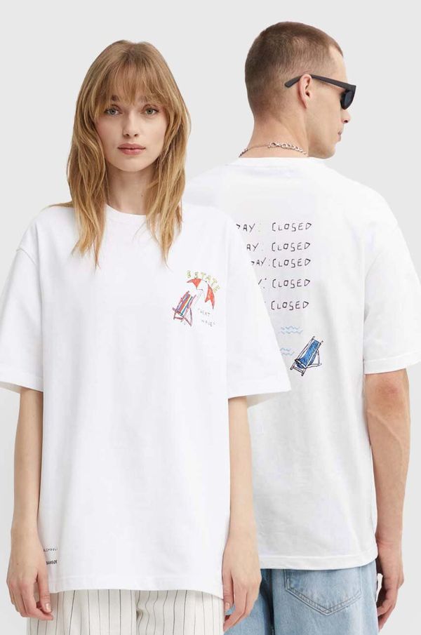 Samsoe Samsoe Pamučna majica Samsoe Samsoe SAGIOTTO boja: bijela, s tiskom, U24200007