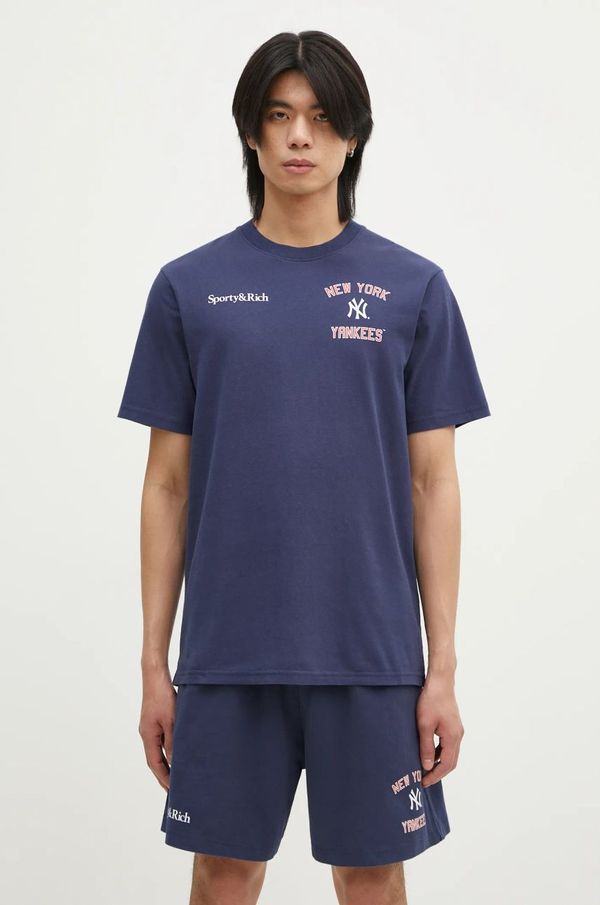 Sporty & Rich Pamučna majica Sporty & Rich Home Run boja: tamno plava, s tiskom, TO043505300BL32