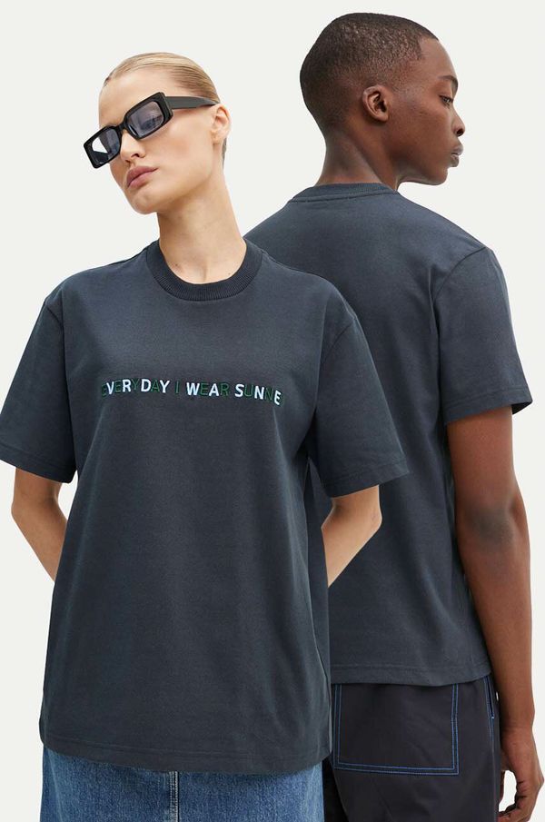 Sunnei Pamučna majica Sunnei boja: tamno plava, s aplikacijom, RTWXJER007