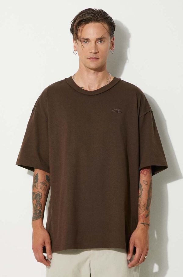 Vans Pamučna majica Vans Premium Classics LX za muškarce, boja: smeđa, bez uzorka, VN000GBY3N11