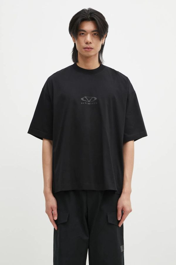 Vetements Pamučna majica VETEMENTS Oval Logo Cropped Boxy boja: crna, s tiskom, UA66TR600BB