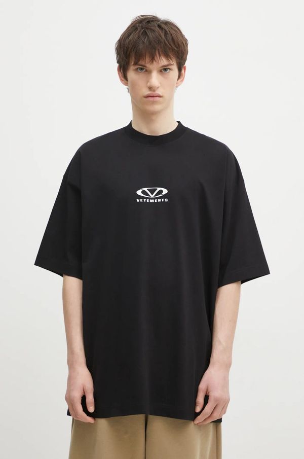 Vetements Pamučna majica VETEMENTS Oval Logo Oversized boja: crna, s tiskom, UA66TR605BW