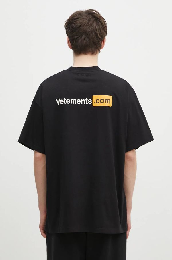 Vetements Pamučna majica VETEMENTS Vetements.Com Regular za muškarce, boja: crna, s tiskom, UA66TR750B