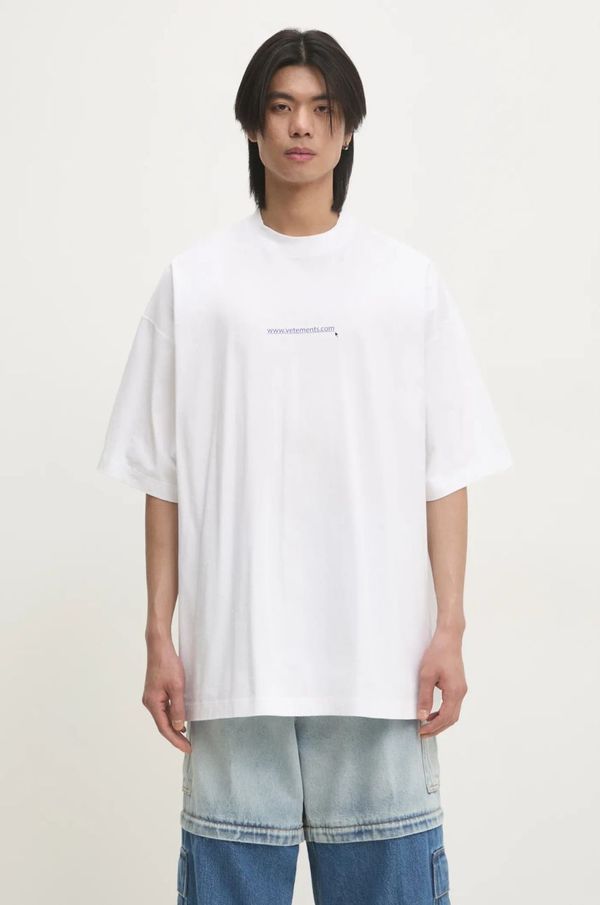 Vetements Pamučna majica VETEMENTS Website Oversized boja: bijela, s tiskom, UA66TR735W