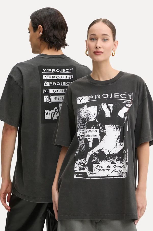 Y/Project Pamučna majica Y/Project ROCK BAND PRINT PINCHED LOGO T-SHIRT boja: siva, s tiskom, 204TS020