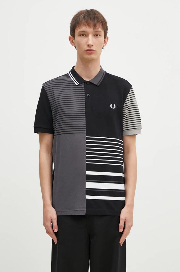 Fred Perry Pamučna polo majica Fred Perry Beams Striped Panel Shirt boja: crna, s uzorkom, SM7188.102