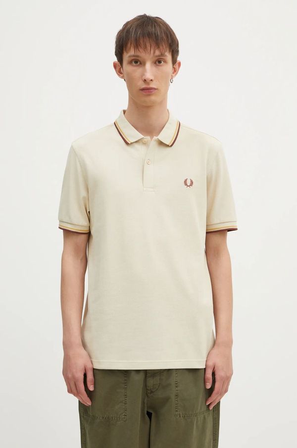 Fred Perry Pamučna polo majica Fred Perry The Twin Tipped Shirt boja: bež, bez uzorka, M3600.W55