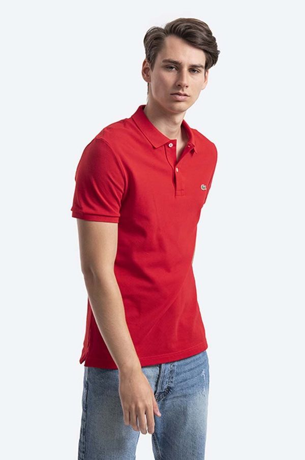 Lacoste Pamučna polo majica Lacoste boja: crvena, glatki model, PH4012.240-240