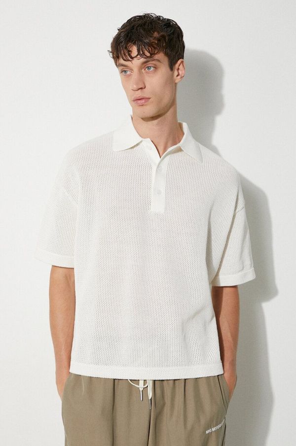 MKI MIYUKI ZOKU Pamučna polo majica MKI MIYUKI ZOKU Loose Gauge Polo boja: bijela, bez uzorka, LOOSE.GAUGE.POLO
