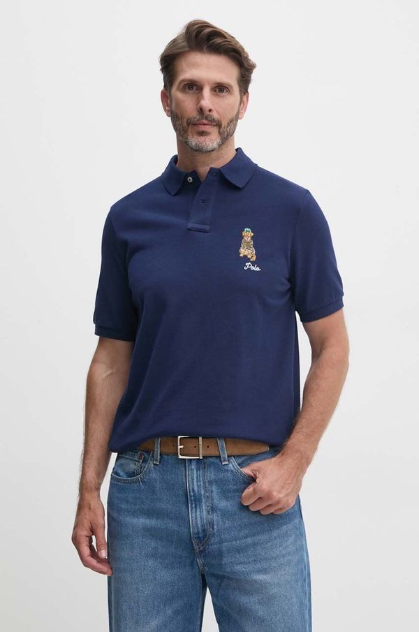 Polo Ralph Lauren Pamučna polo majica Polo Ralph Lauren boja: tamno plava, s aplikacijom, 710953336