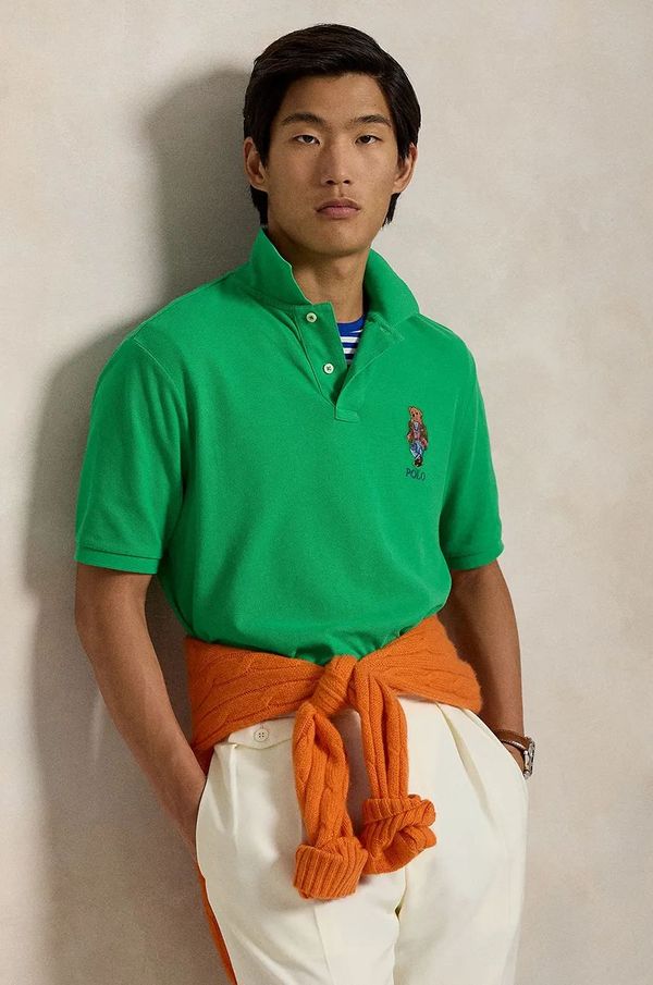 Polo Ralph Lauren Pamučna polo majica Polo Ralph Lauren boja: zelena, bez uzorka, 710854495