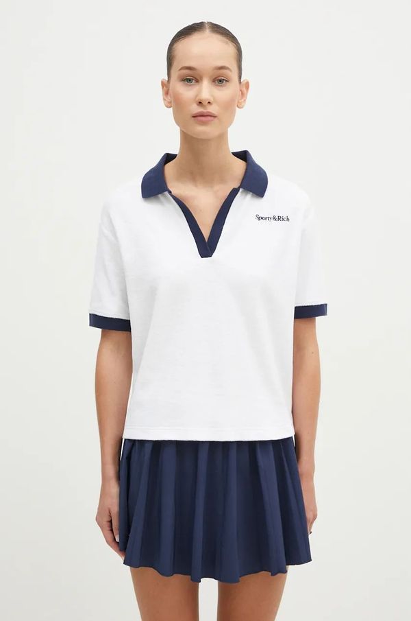 Sporty & Rich Pamučna polo majica Sporty & Rich Serif Logo boja: bijela, TO041S406SW