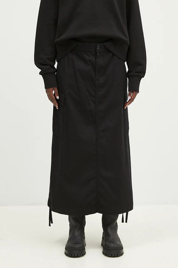Carhartt WIP Pamučna suknja Carhartt WIP Cargo Skirt Long boja: crna, midi, ravna, I033823.8902