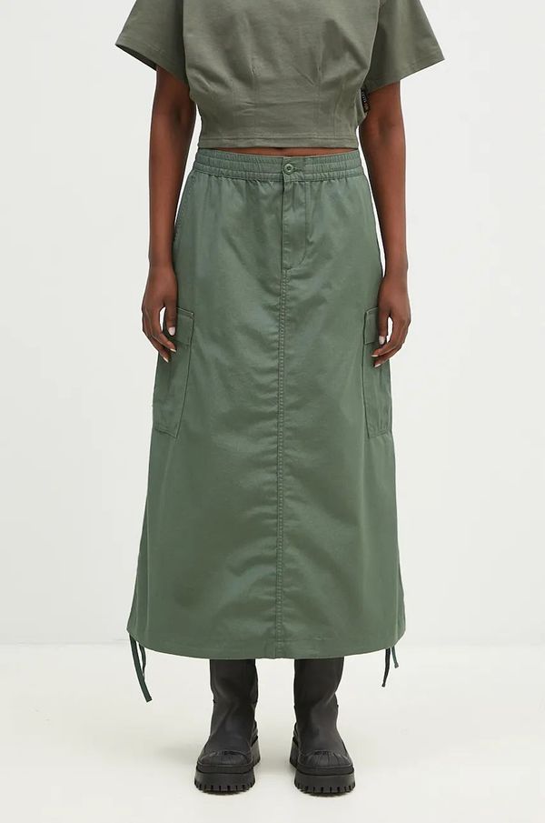 Carhartt WIP Pamučna suknja Carhartt WIP Cargo Skirt Long boja: zelena, midi, ravna, I033823.29N02