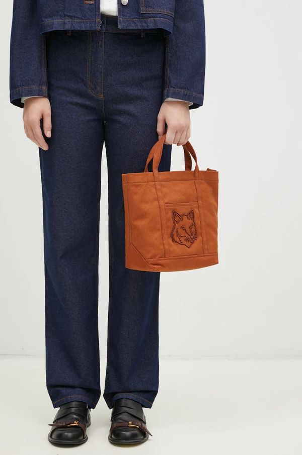 Maison Kitsuné Pamučna torba Maison Kitsuné Fox Head boja: smeđa, LW05103WW0107