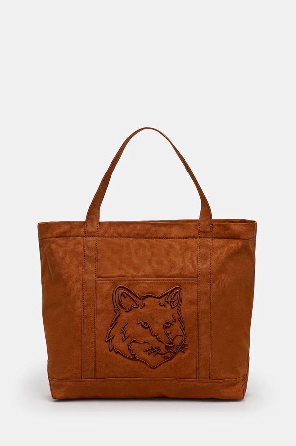 Maison Kitsuné Pamučna torba Maison Kitsuné Fox Head boja: smeđa, LW05104WW0107