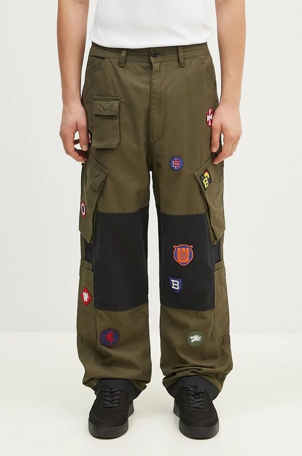Billionaire Boys Club Pamučne hlače Billionaire Boys Club Patch Cargo Pant boja: zelena, ravni kroj, B24315