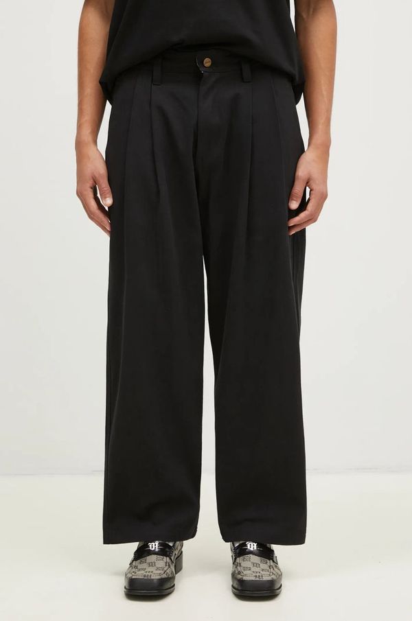 Butter Goods Pamučne hlače Butter Goods Pleated Trousers boja: crna, chinos kroj, BG243717