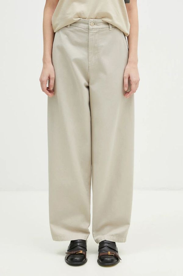 Carhartt WIP Pamučne hlače Carhartt WIP Brady Pant boja: bež, ravni kroj, srednje visoki struk, I033770.2LPGT