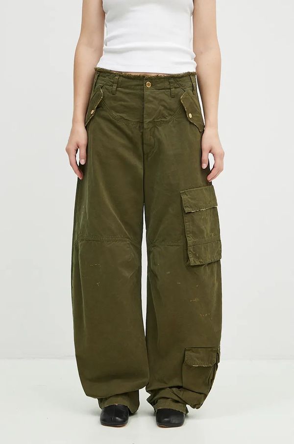 DARKPARK Pamučne hlače DARKPARK Rosalind boja: zelena, cargo kroj, visoki struk, WTR04.FAP05.006101