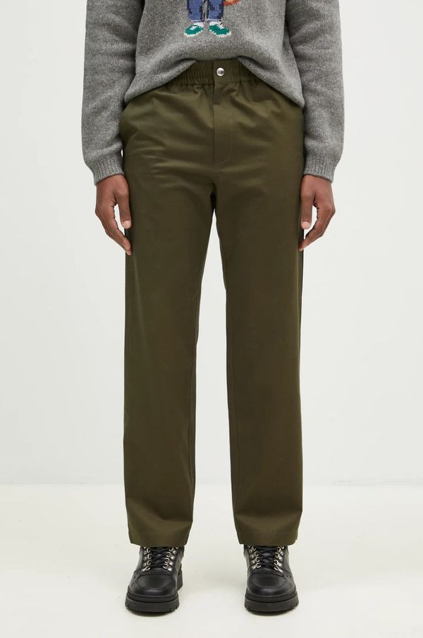 Maison Kitsuné Pamučne hlače Maison Kitsuné Casual Pants boja: zelena, ravni kroj, MM01119WW0122