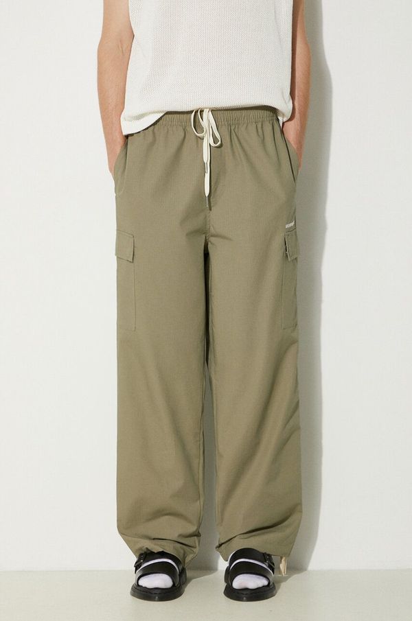 MKI MIYUKI ZOKU Pamučne hlače MKI MIYUKI ZOKU Ripstop Cargo Trousers boja: zelena, ravni kroj, RIPSTOP.CARGO.TROUSERS