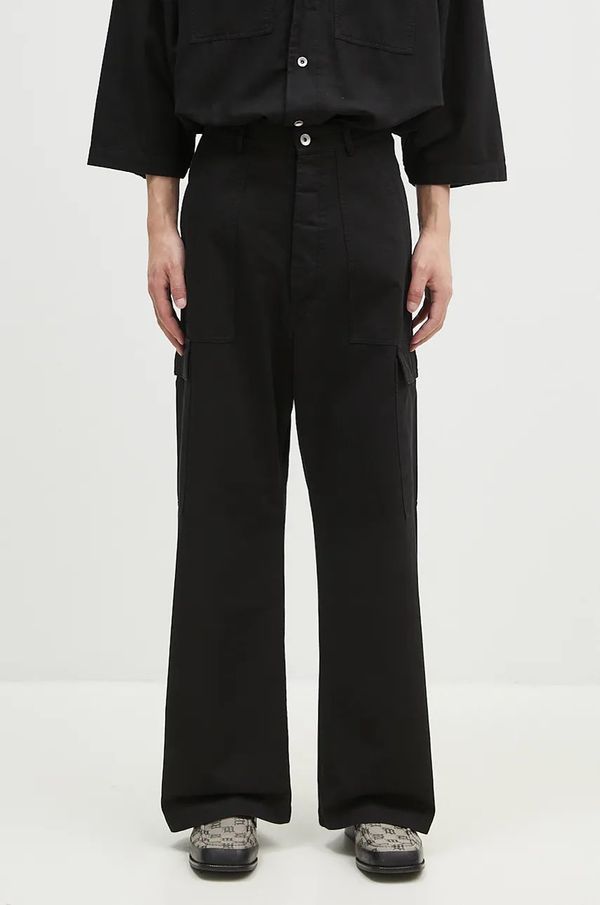Rick Owens Pamučne hlače Rick Owens Cargo Trousers boja: crna, ravni kroj, DU02D2354.TW