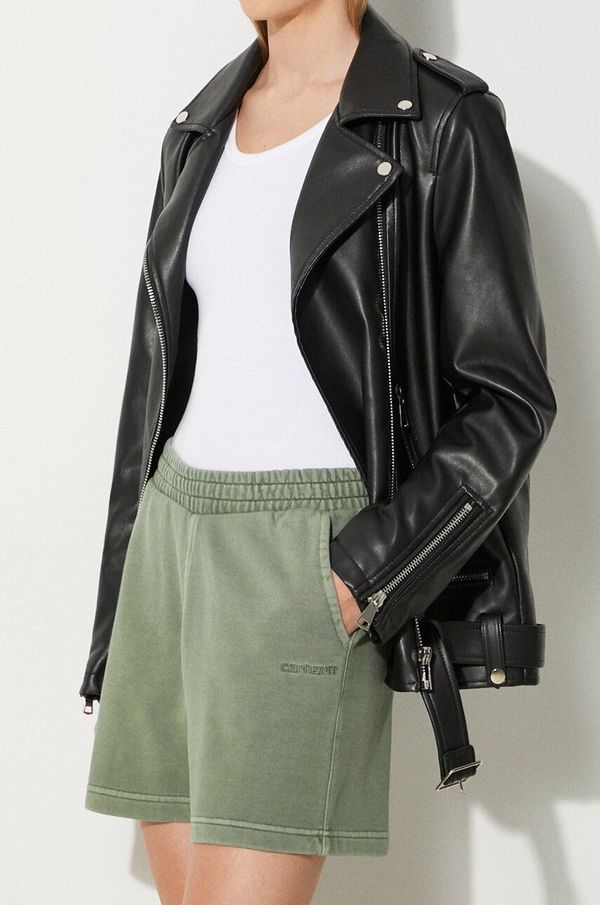 Carhartt WIP Pamučne kratke hlače Carhartt WIP Duster Script Sweat boja: zelena, bez uzorka, visoki struk, I033055.1YFGD