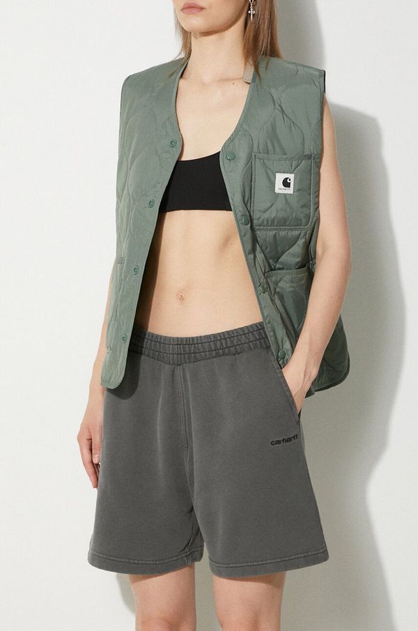 Carhartt WIP Pamučne kratke hlače Carhartt WIP Duster Script Sweat Short boja: siva, bez uzorka, visoki struk, I033055.89GD