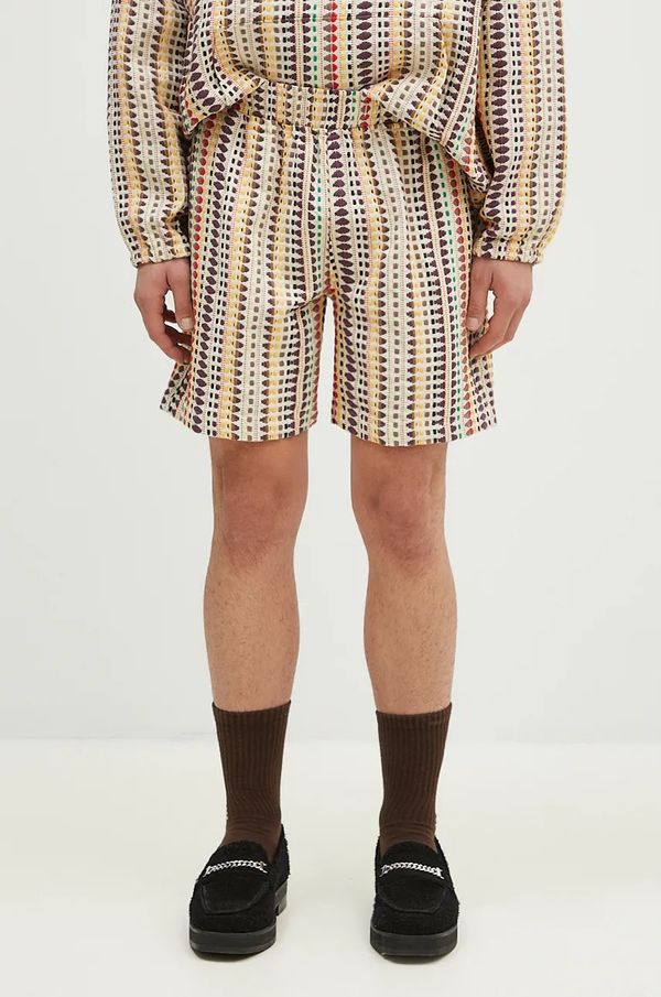 PLEASURES Pamučne kratke hlače PLEASURES Stitch Shorts boja: bež, P24F053