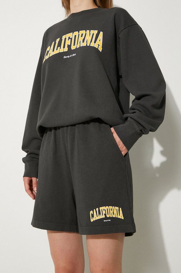 Sporty & Rich Pamučne kratke hlače Sporty & Rich California Gym boja: crna, s tiskom, visoki struk, SH021S405CF