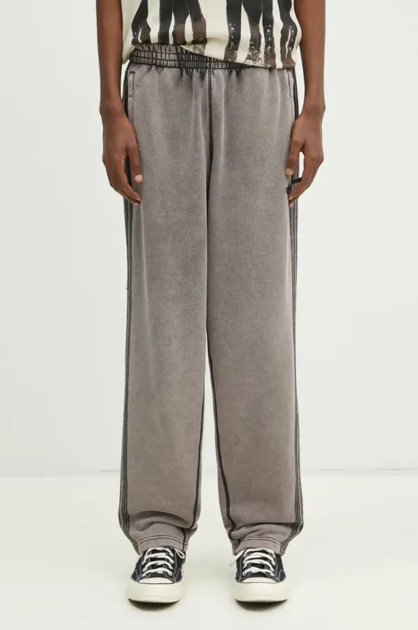 adidas Originals Pamučni donji dio trenirke adidas Originals Premium Essentials Retro Washed Open Hem za muškarce, boja: siva, s uzorkom, JD0217