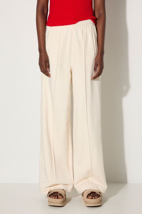 adidas Originals Pamučni donji dio trenirke adidas Originals Wide Leg Pant boja: bež, bez uzorka, IZ0292
