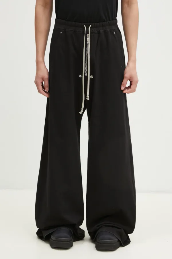 Rick Owens Pamučni donji dio trenirke Rick Owens Geth Belas boja: crna, bez uzorka, DU01E3378.RIG