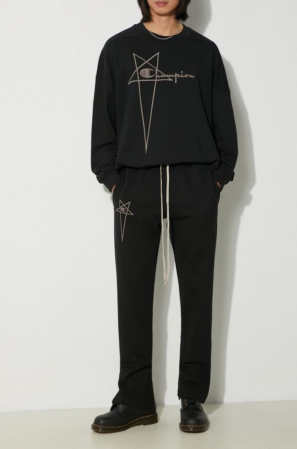 Rick Owens Pamučni donji dio trenirke Rick Owens x Champion Joggers boja: crna, s aplikacijom, CM01D0471