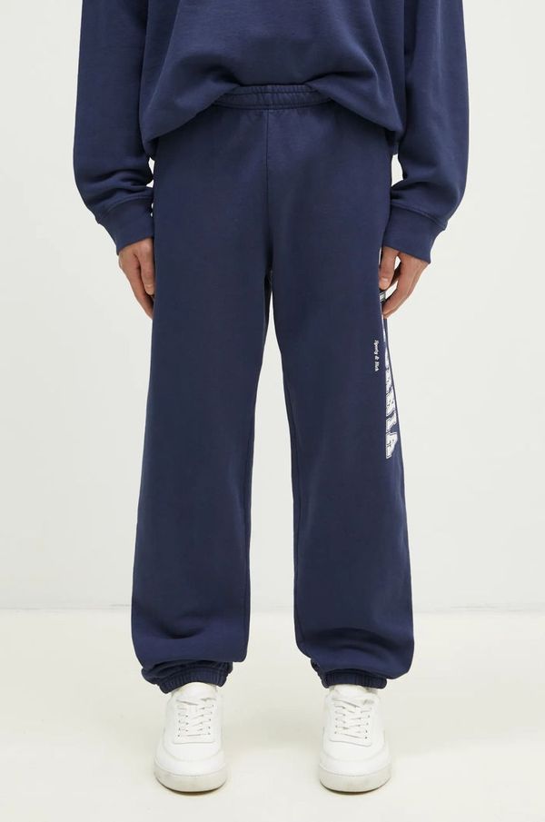 Sporty & Rich Pamučni donji dio trenirke Sporty & Rich California boja: tamno plava, s tiskom, PA036516501BL32