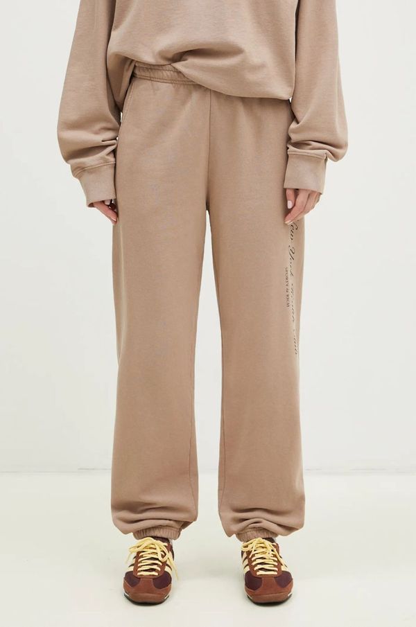 Sporty & Rich Pamučni donji dio trenirke Sporty & Rich NY Health Club boja: bež, s tiskom, PA036512043BE05