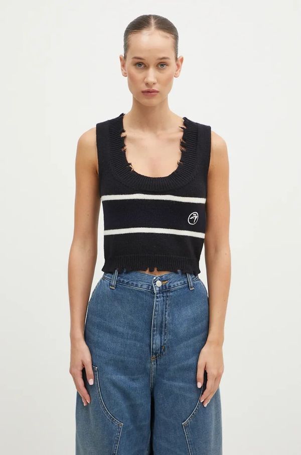 Ambush Pamučni prsluk AMBUSH Destroyed Rib Round Neck boja: crna, BWHT003F24KNI0011031