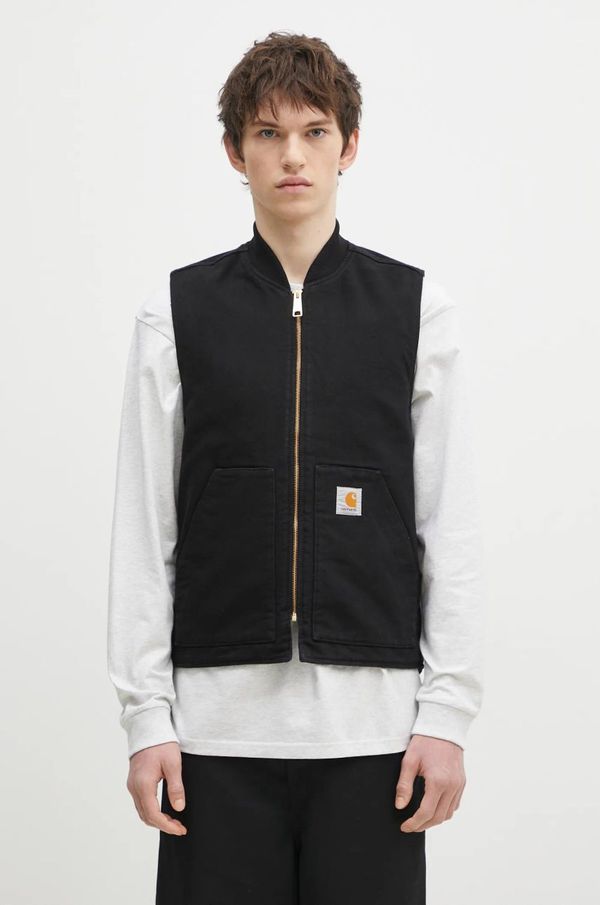 Carhartt WIP Pamučni prsluk Carhartt WIP boja: crna, za prijelazno razdoblje