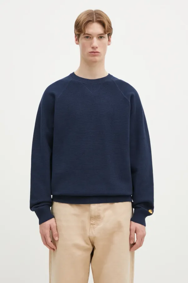 Carhartt WIP Pamučni pulover Carhartt WIP Chase Sweater boja: tamno plava, I028581.2MZXX