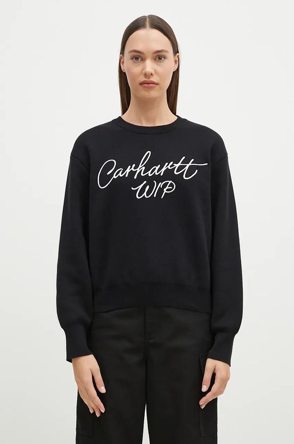 Carhartt WIP Pamučni pulover Carhartt WIP Signature Sweater boja: crna, lagani, I034034.K02XX
