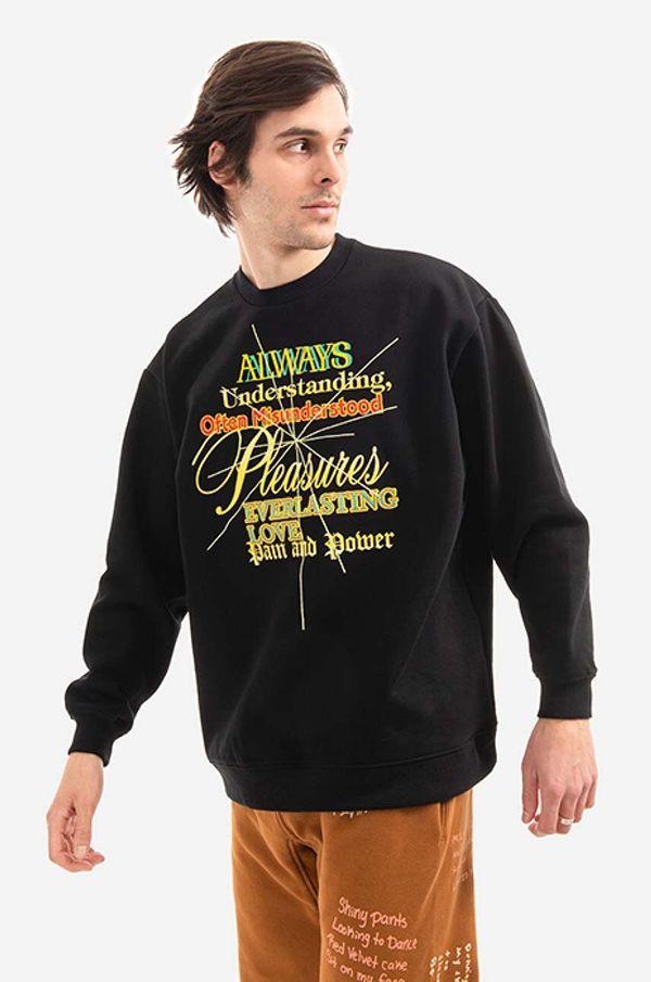 PLEASURES Dukserica PLEASURES Faith Crewneck za muškarce, boja: crna, s tiskom, P21W027-BLACK
