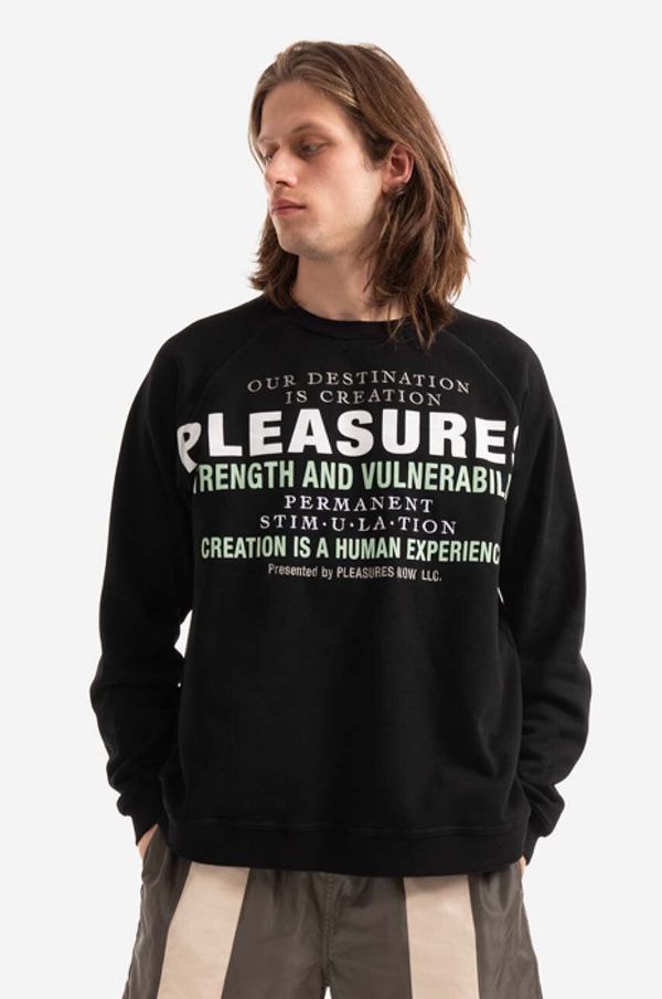 PLEASURES Dukserica PLEASURES Permanent Crewneck za muškarce, boja: crna, s tiskom, P22SP017-BLACK
