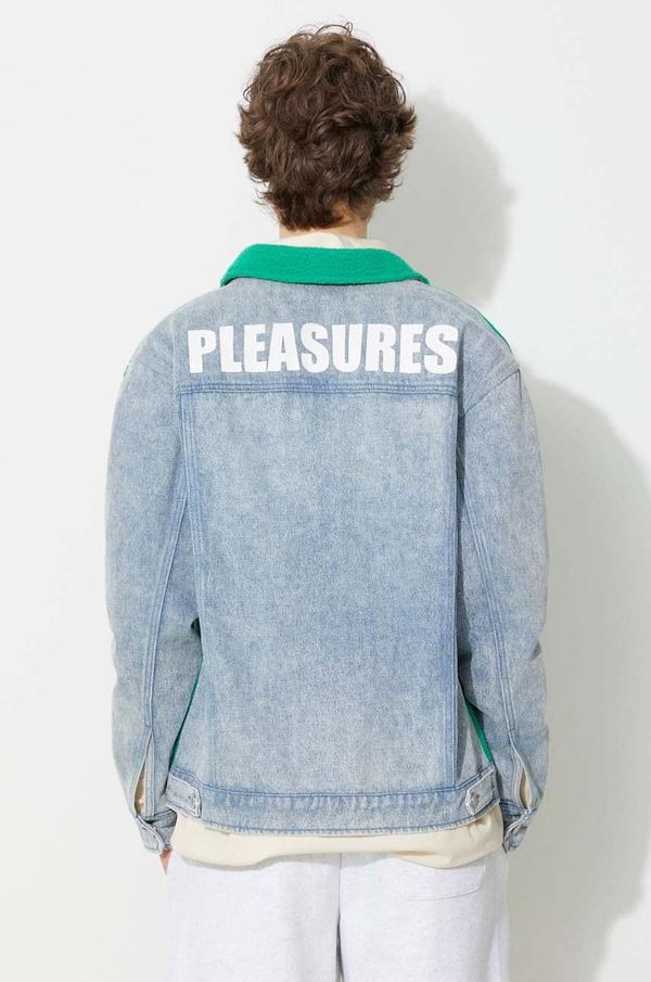 PLEASURES Jakna PLEASURES Fried Trucker Jacket za muškarce, boja: zelena, za prijelazno razdoblje, P23SP004-GREEN