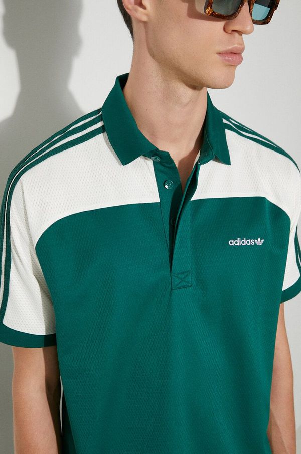 adidas Originals Polo majica adidas Originals 80s Premium Archive Mock Mesh za muškarce, boja: zelena, s uzorkom, JC6529