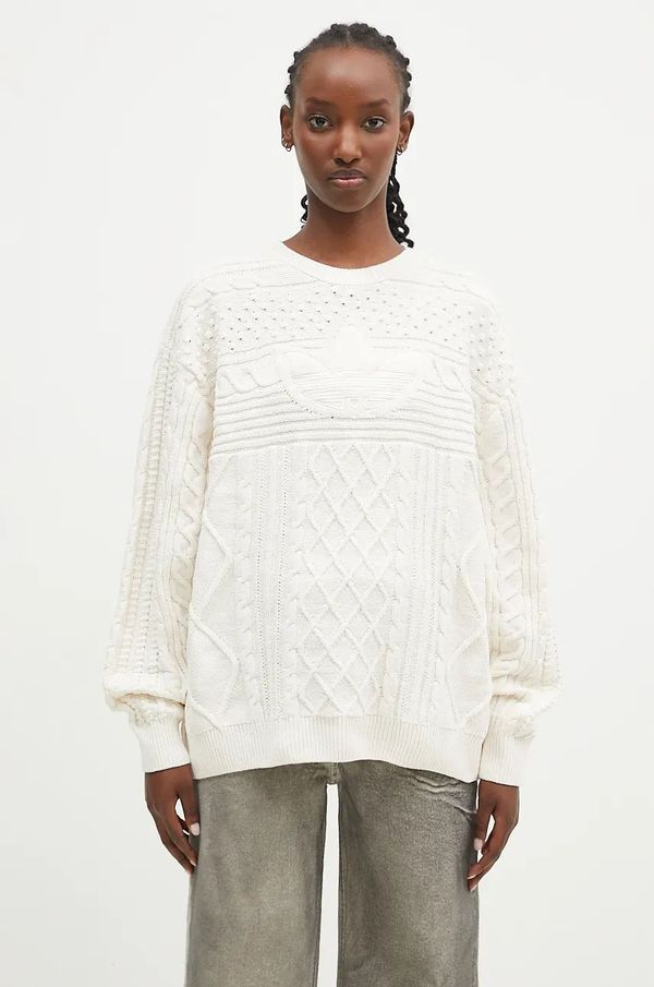 adidas Originals Pulover adidas Originals 70s Trefoil Sweater za žene, boja: bež, JN8318