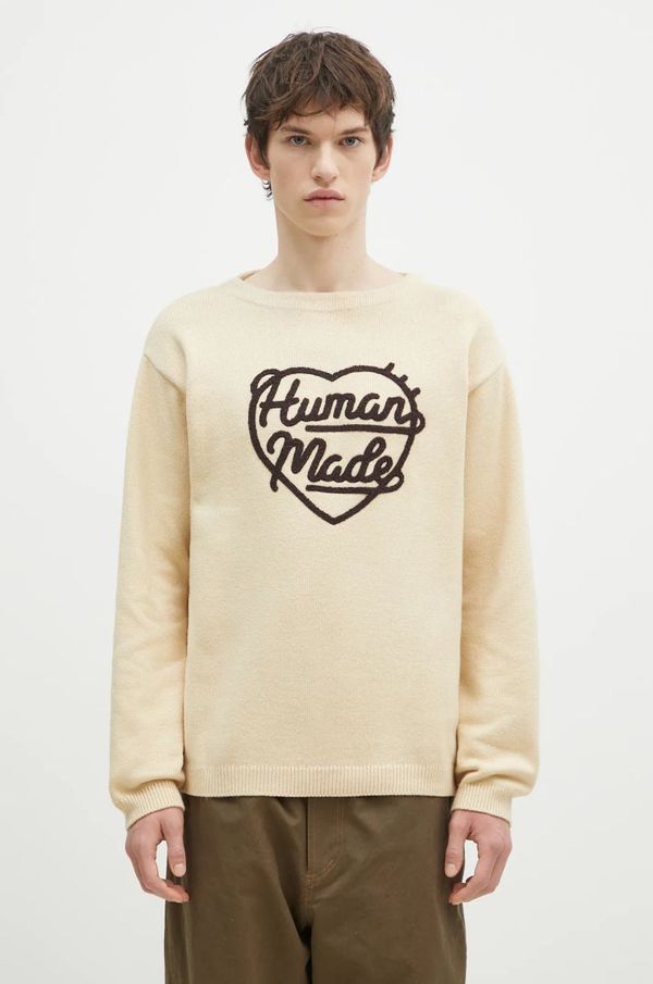 Human Made Pulover s dodatkom vune Human Made Heart Knit Sweater za muškarce, boja: bež, HM28CS018