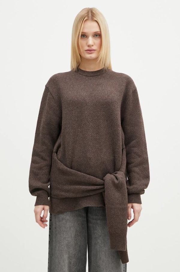 JW Anderson Pulover s dodatkom vune JW Anderson Draped Tie Front Jumper za žene, boja: smeđa, KW1263.YN0384.958
