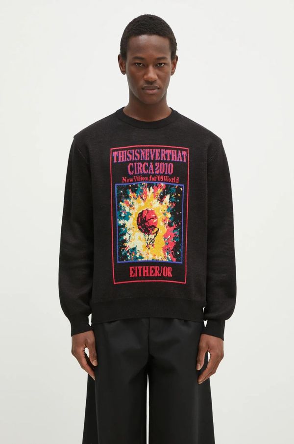 thisisneverthat Pulover s dodatkom vune thisisneverthat Basketball Hoop Knit Sweater za muškarce, boja: crna, lagani, TN243KKNPK04