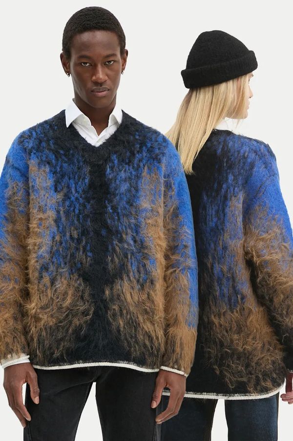 Y/Project Pulover s dodatkom vune Y/Project HAIRY GRADIENT SWEATER boja: tamno plava, topli, 206SW012